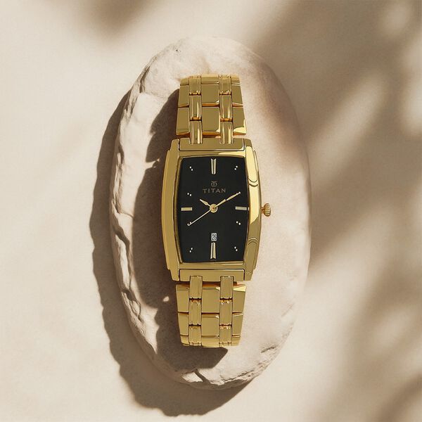 Titan Analog with Date Black Dial Metal Strap watch for Men - image number 0