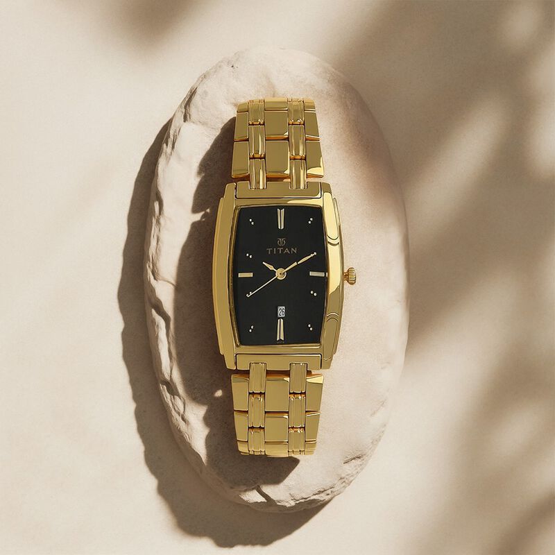 Titan Analog with Date Black Dial Metal Strap watch for Men