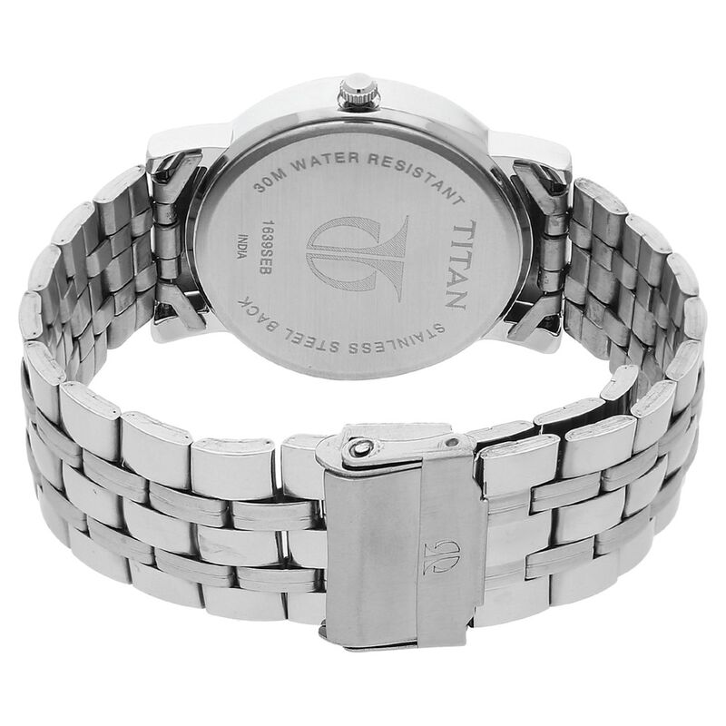 Titan Men's Elegance Watch: Black Dial with Sleek Link Strap - image number 3