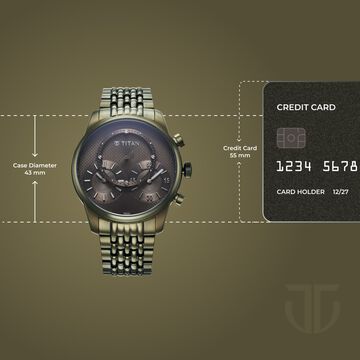 Titan Micromotors Analog with Independent Hour, Minute and 2nd Sub-Dial Olive Dial Stainless Steel Strap Watch for Men