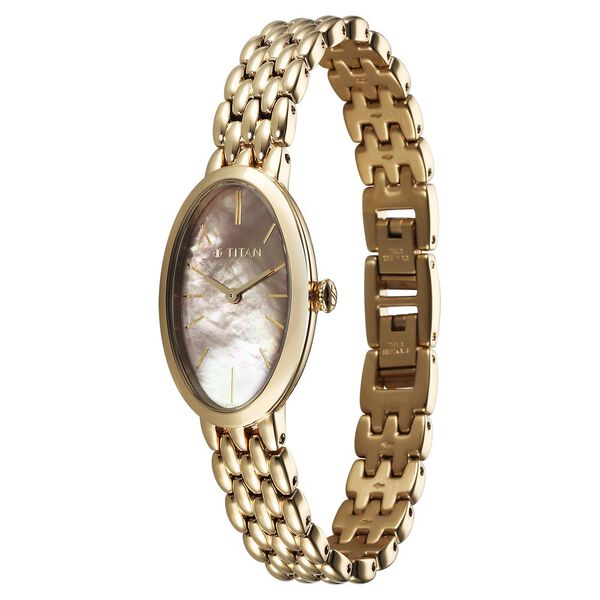 Titan Aura Quartz Analog Mother Of Pearl Dial Stainless Steel Strap Watch for Women - image number 2