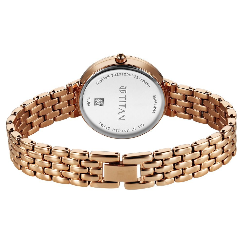 Buy Online Titan Eminence Quartz Analog Pink Dial Rose Gold Strap