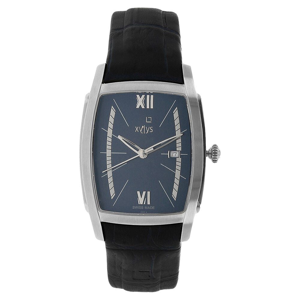 Buy Online Xylys Swiss Analog with Date Black Leather Strap and
