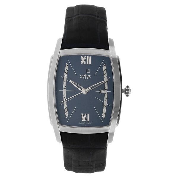 Xylys Swiss Analog with Date Black Leather Strap and Blue Dial Watch For Men - image number 0