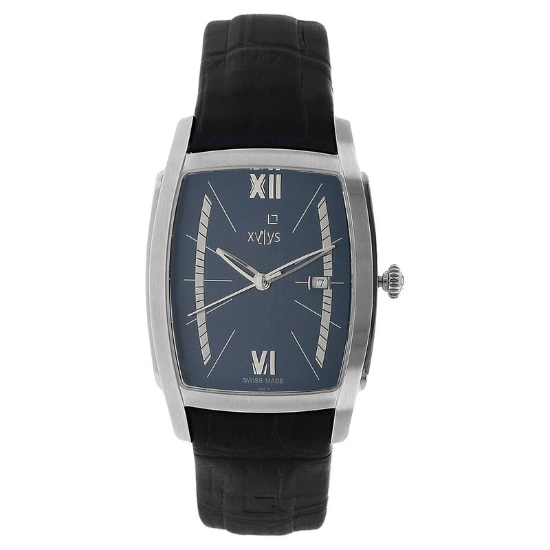 Xylys Swiss Analog with Date Black Leather Strap and Blue Dial Watch For Men