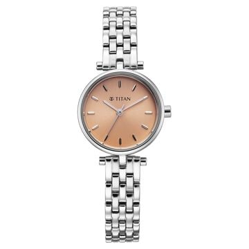 Titan Workday Edit Quartz Analog Rose Gold Dial Silver Stainless Steel Strap Watch For Women