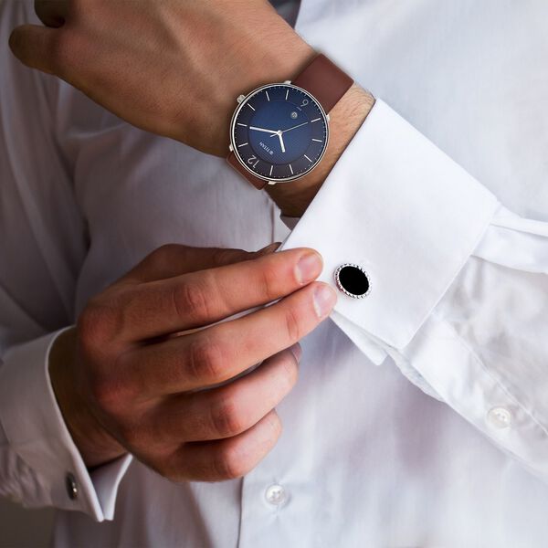 Titan Quartz Analog with Date Blue Dial Leather Strap Watch for Men - image number 5