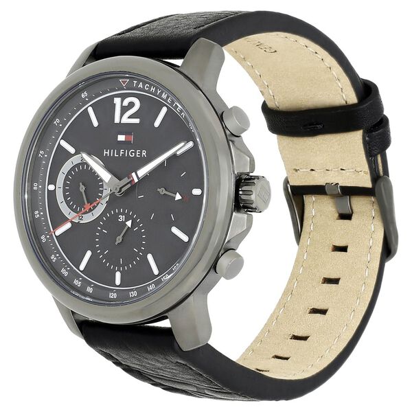 Tommy Hilfiger Quartz Multifunction Grey Dial Leather Strap Watch for Men - image number 2