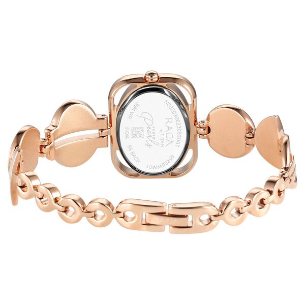 Titan Raga Power Pearls Quartz Analog Mother of Pearl Dial Rose Gold Metal Strap Rectangular Shaped Watch For Women - image number 6