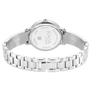 Titan Raga Showstopper Quartz Analog Blue Dial Silver Metal Strap Watch For Women