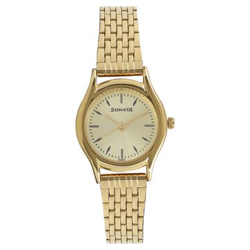 Sonata Essentials Champagne Dial Women Watch With Stainless Steel Strap