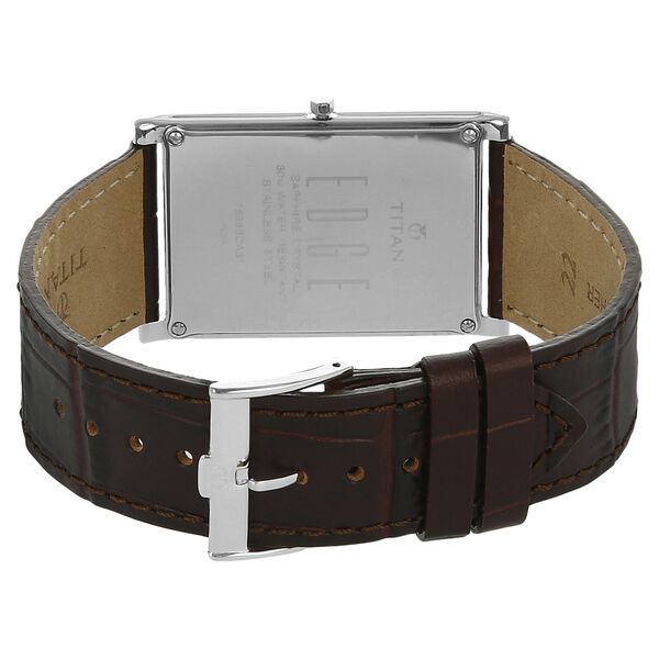 Titan Edge Quartz Analog White Dial Brown Leather Strap Watch For Men - image number 3