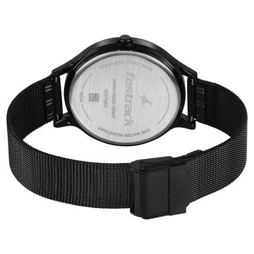 Fastrack Style Up Quartz Analog Black Dial Black Colour Stainless Steel Strap Watch For Girls