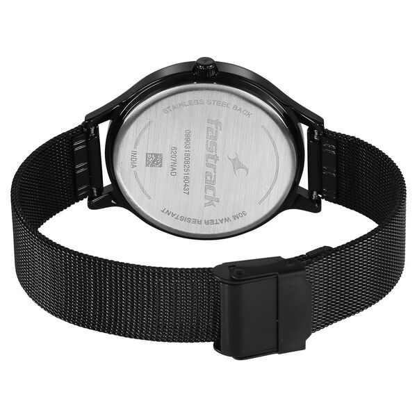 Fastrack Style Up Quartz Analog Black Dial Black Colour Stainless Steel Strap Watch For Girls - image number 4