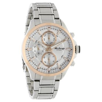 Titan Octane White Dial Quartz Multifunction Stainless Steel Strap watch for Men