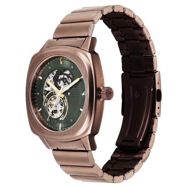 Buy Online Fastrack Automatics Collection Green Dial Brown Stainless ...