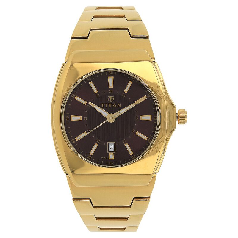 Titan Analog with Date Brown Dial Stainless Steel Strap watch for Men