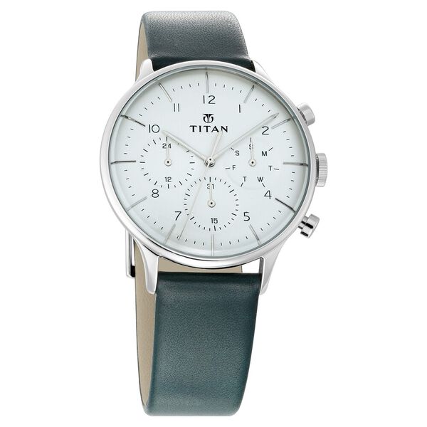 Titan Quartz Multifunction White Dial Leather Strap Watch for Men - image number 0