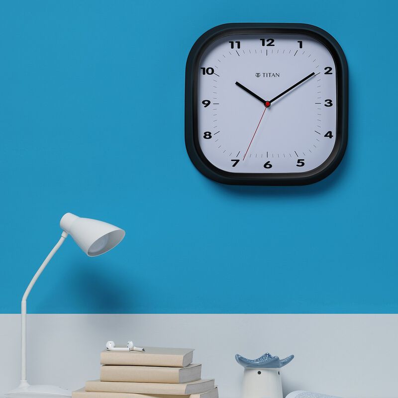 Titan Contemporary Black Wall Clock with Silent Sweep Technology - 30.8 cm x 30.8 cm (Medium) - image number 1