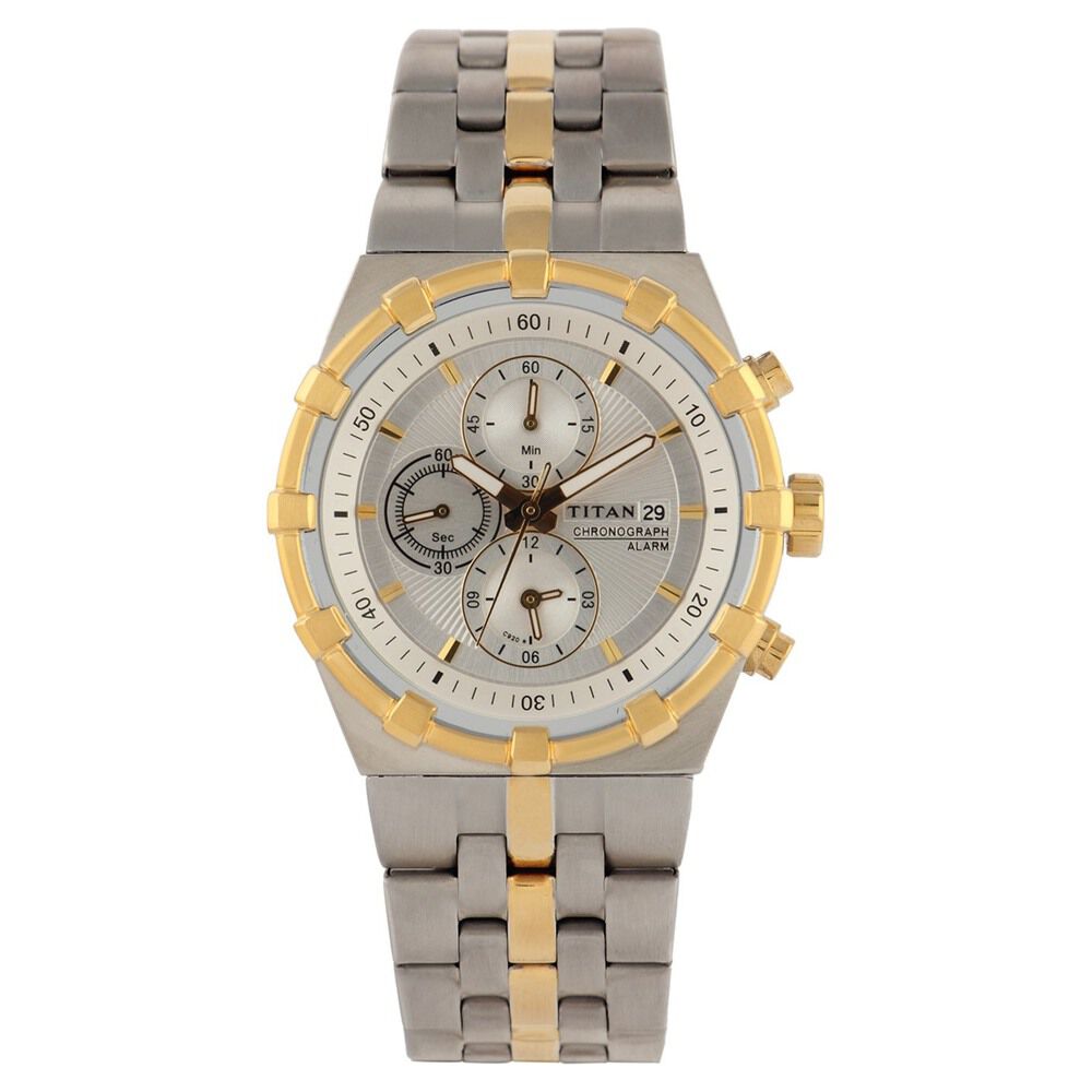 Buy Online Titan Regalia White Dial Chronograph Metal Strap Watch