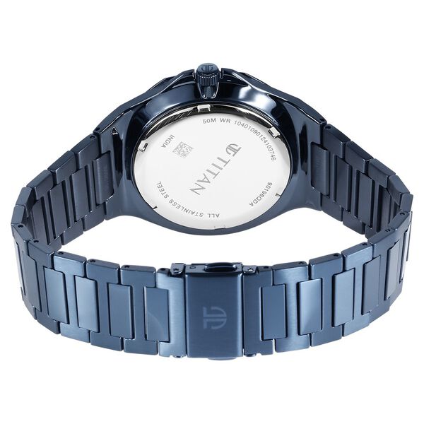 Titan Classic Slim Multifunction Quartz Multifunction Blue Dial Stainless Steel Strap Watch For Men - image number 4