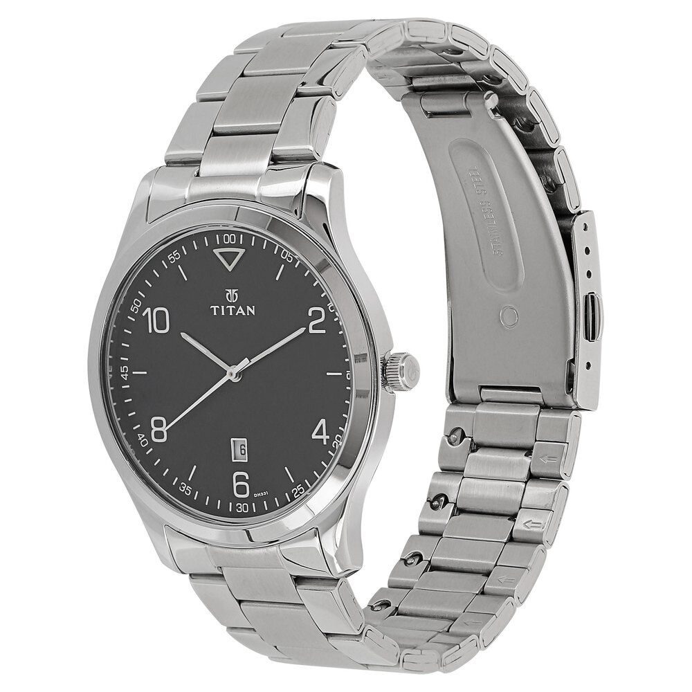 Buy Online Titan Workwear Black Dial Analog with Date Stainless