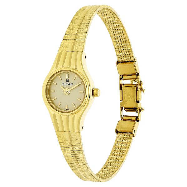 Titan Quartz Analog Champagne Dial Metal Strap Watch for Women - image number 2