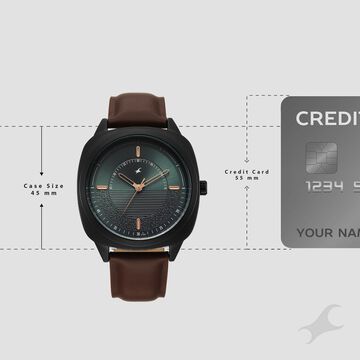 Fastrack Stunners Quartz Analog Green Dial Brown Leather Strap Watch For Guys