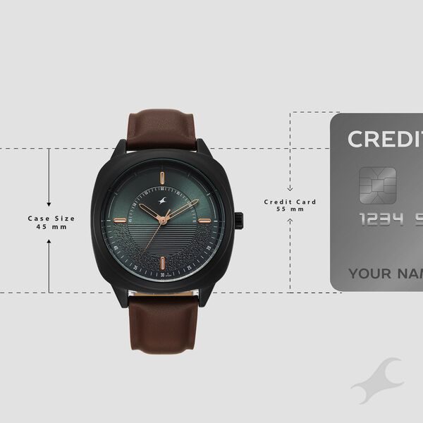 Fastrack Stunners Quartz Analog Green Dial Brown Leather Strap Watch For Guys - image number 3