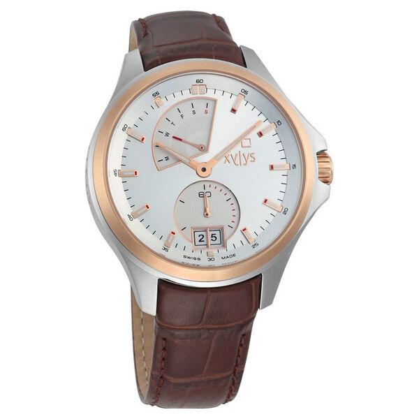 Xylys Swiss Analog with Day and Date Brown Leather Strap and Silver Dial Watch For Men - image number 0
