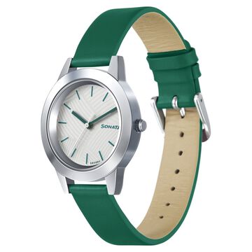 Sonata Splash White Dial Women Watch With Leather Strap