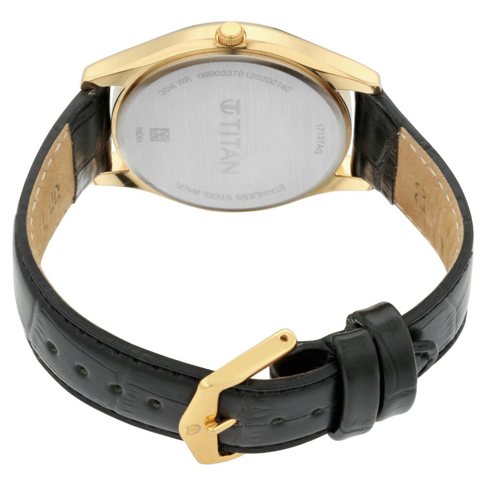 Buy Online Titan Lagan Black Dial Analog Leather Strap Watch for