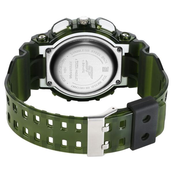 Sonata SF Spectra Quartz Digital Green Dial Translucent Green Polyether Strap Watch For Men - image number 4