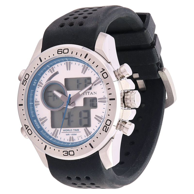 Titan Ana Digi Silver Dial Quartz Digital Plastic Strap watch for Men - image number 1