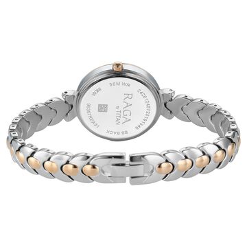 Titan Raga Showstopper Quartz Analog Rose Gold Dial Two Toned Metal Strap Watch For Women