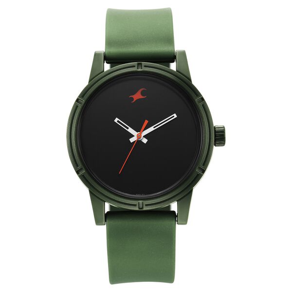 Buy Online Fastrack Tees Quartz Analog Black Dial Silicone Strap