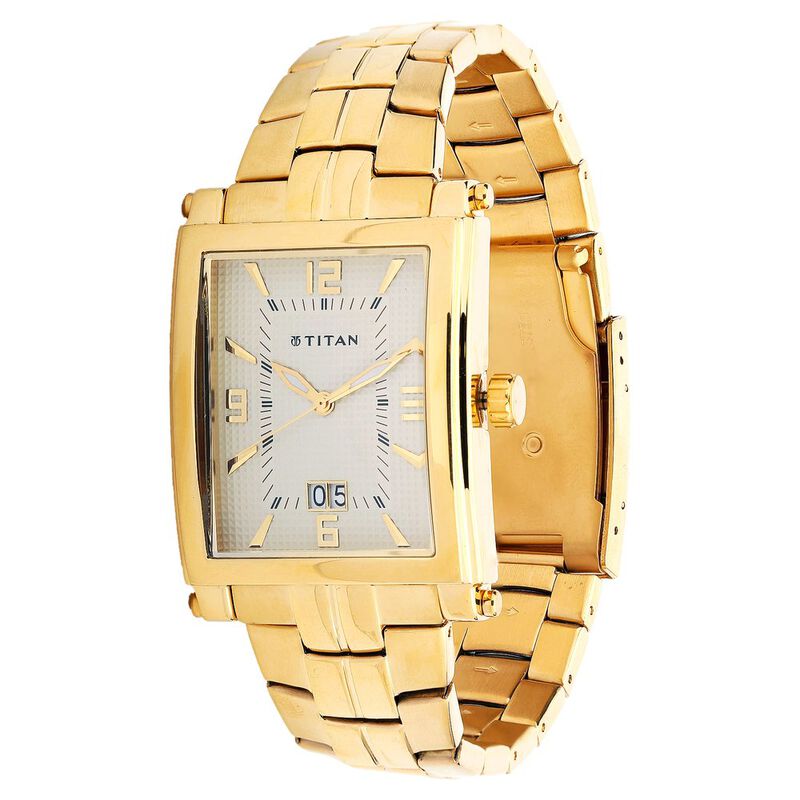 Titan Quartz Analog with Date Champagne Dial Stainless Steel Strap Watch for Men - image number 1