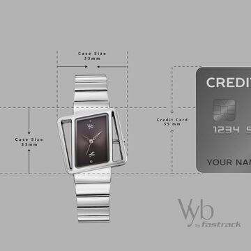 Vyb Runway By Fastrack Quartz Analog Grey Dial Silver Stainless Steel Strap Watch For Girls