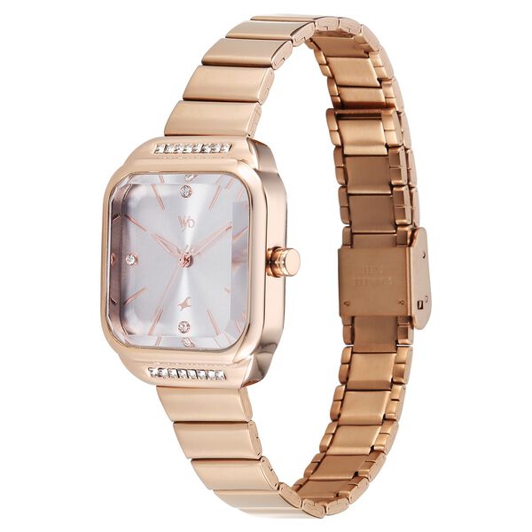 Vyb Seeker By Fastrack Quartz Analog Grey Dial Rose Gold Stainless Steel Strap Watch For Girls - image number 2