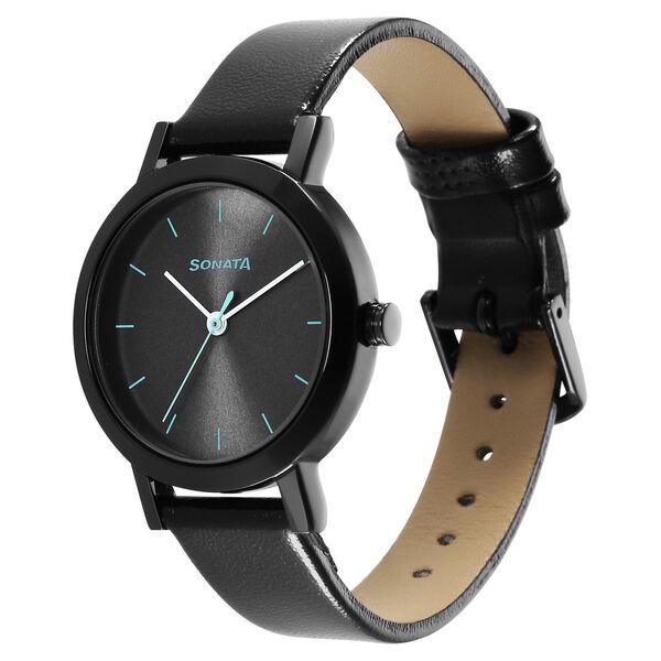Sonata Essentials Grey Dial Leather Strap Watch for Women - image number 1
