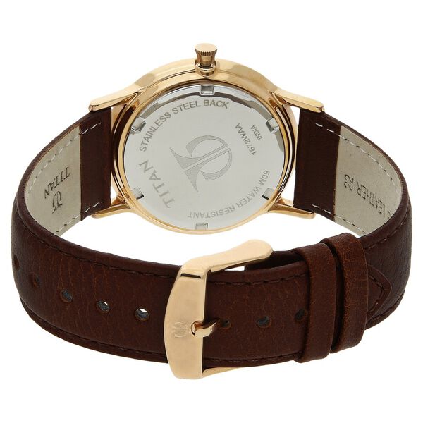 Titan Champagne Dial Analog Leather Strap watch for Men - image number 3