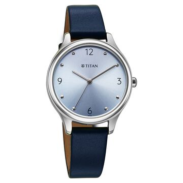 Titan Neo Quartz Analog Blue Dial Blue Leather Strap Watch For Women