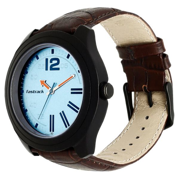 Fastrack Road Trip Quartz Analog Blue Dial Leather Strap Watch for Guys - image number 2