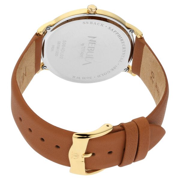 Titan Nebula Lustre 18k Gold Analog Leather Strap Watch for Men - image number 4