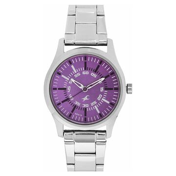 Fastrack Quartz Analog Purple Dial Metal Strap Watch for Girls