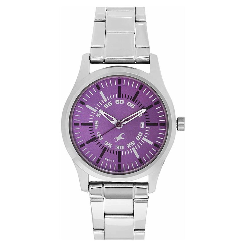 Fastrack Quartz Analog Purple Dial Metal Strap Watch for Girls - image number 0