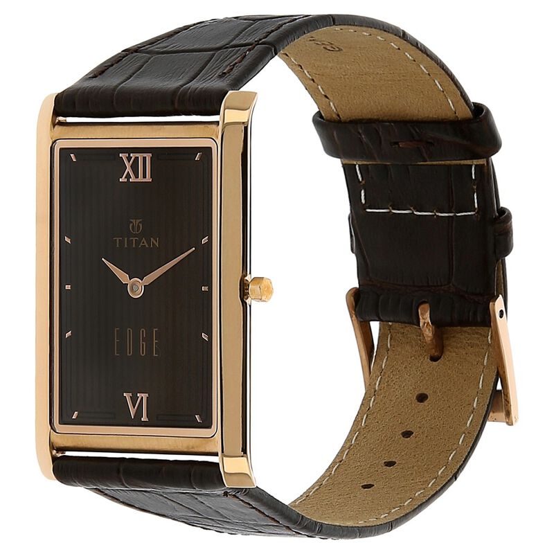 Titan Quartz Analog Brown Dial Leather Strap Watch for Men - image number 1