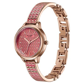 Poze By Sonata Quartz Analog Pink Dial Two Toned Metal Strap Watch For Women