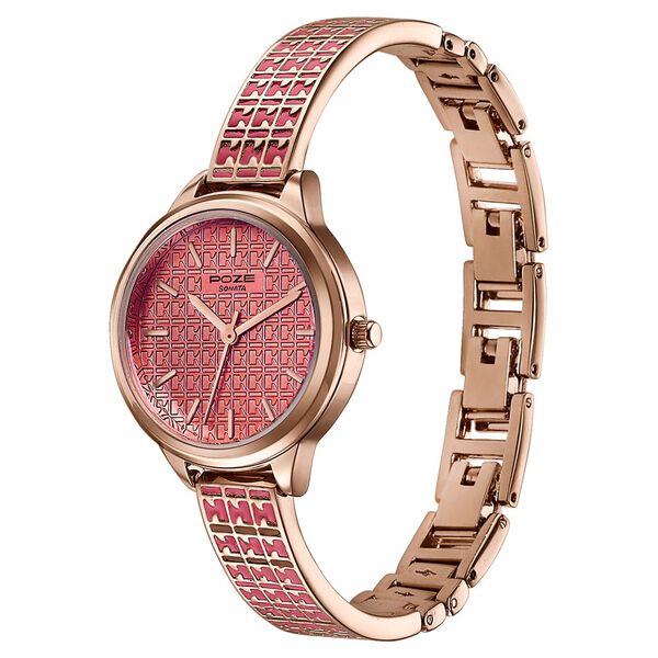 Poze By Sonata Quartz Analog Pink Dial Two Toned Metal Strap Watch For Women - image number 4