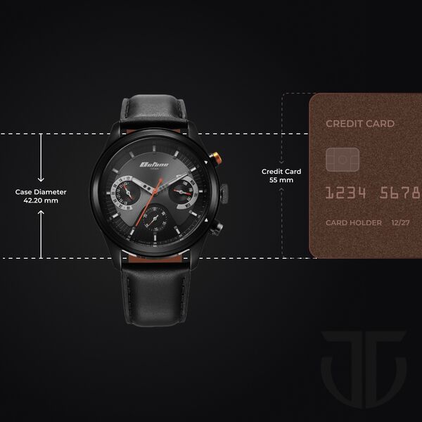 Titan Octane Quartz Multifunction Black Dial With Black Leather Strap Watch For Men - image number 2